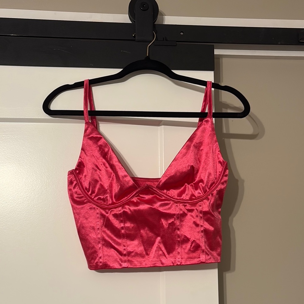 Pink Satin Corset Top